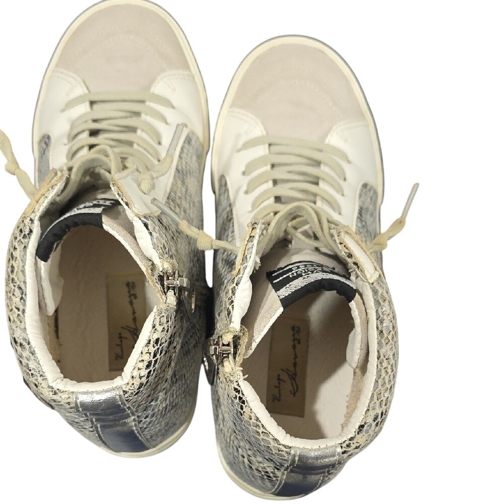 Vintage Havana VH Design Snakeskin High Top Sneakers Silver Metallic Zip Up 9 - Picture 6 of 9